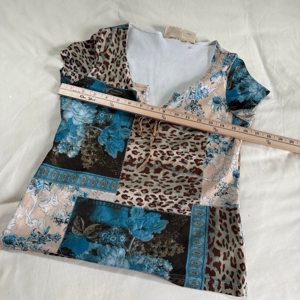 patchwork boho lace up top - Picture 2 of 3